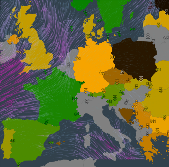 L’Europe le 2 janvier vers 18h